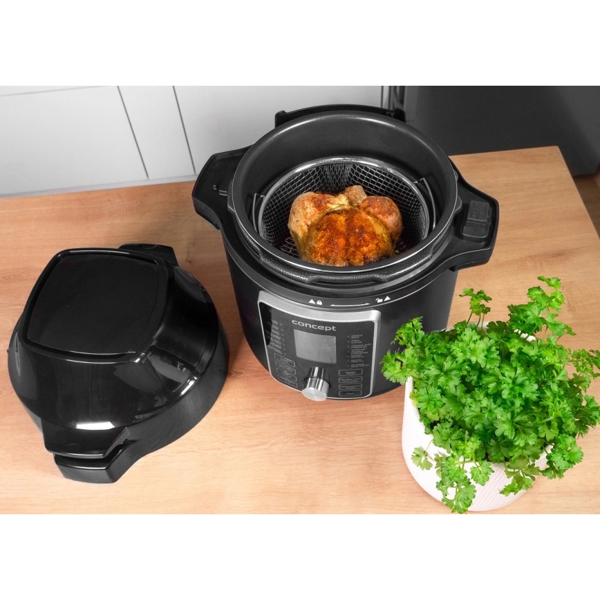 Concept CK8000 - Multifunktionell elektrisk tryckkokare och varmluftsfritös 5,6 l 11 i 1 1500W/230V svart