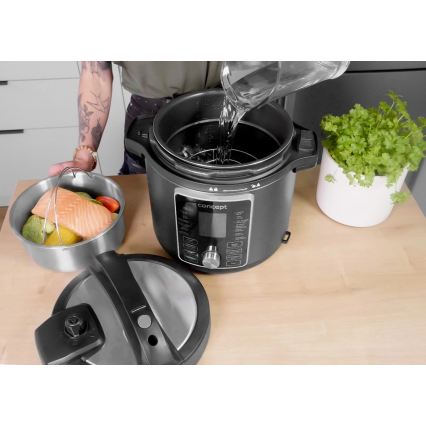 Concept CK8000 - Multifunktionell elektrisk tryckkokare och varmluftsfritös 5,6 l 11 i 1 1500W/230V svart