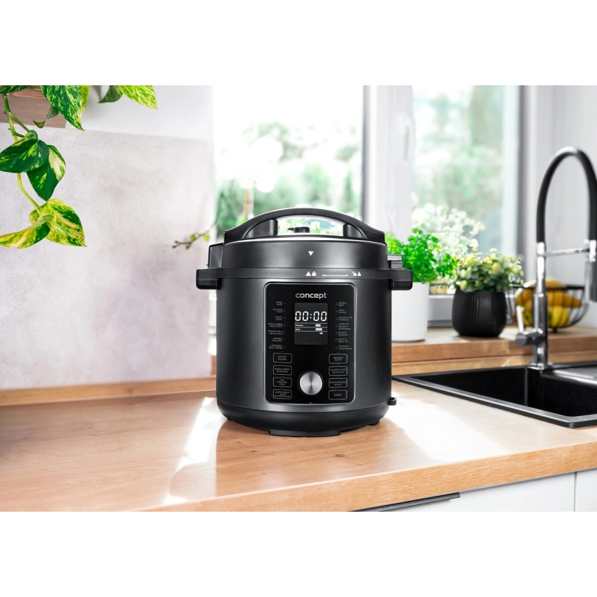 Concept CK8000 - Multifunktionell elektrisk tryckkokare och varmluftsfritös 5,6 l 11 i 1 1500W/230V svart