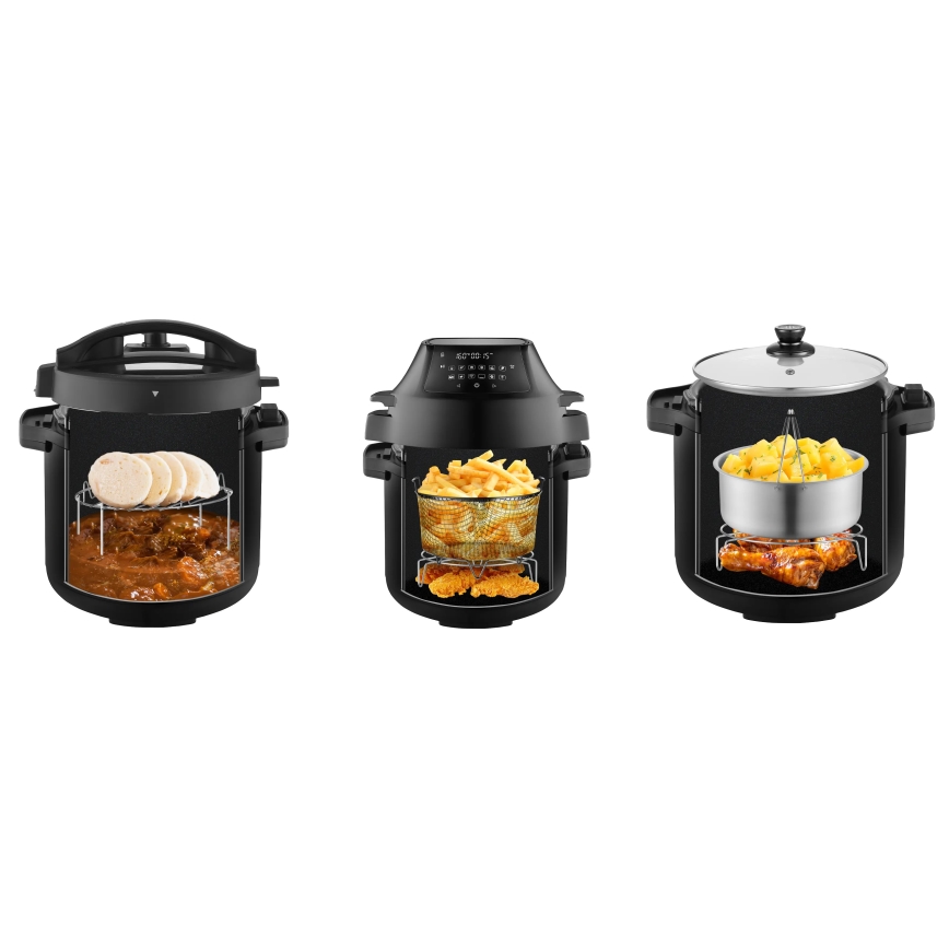 Concept CK8000 - Multifunktionell elektrisk tryckkokare och varmluftsfritös 5,6 l 11 i 1 1500W/230V svart