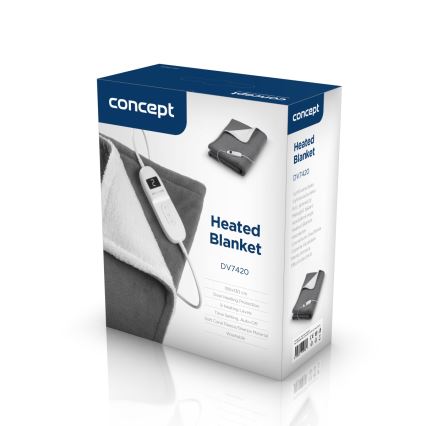 Concept DV7420 - Elektrisk värmefilt 160W/230V 180x130 cm grå/vit