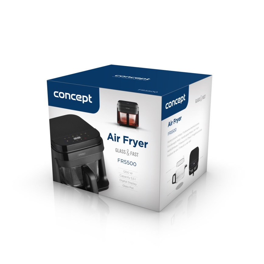 Concept FR5500 - Varmluftsfritös GLASS & FAST 5,5 l 1200W/230V svart