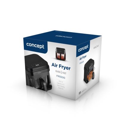 Concept FR5500 - Varmluftsfritös GLASS & FAST 5,5 l 1200W/230V svart