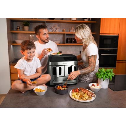 Concept FR9000 - Varmluftsfritös PIZZA TRIO 18,5 l 2700W/230V rostfritt stål/svart