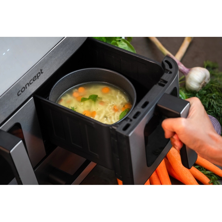 Concept FR9000 - Varmluftsfritös PIZZA TRIO 18,5 l 2700W/230V rostfritt stål/svart