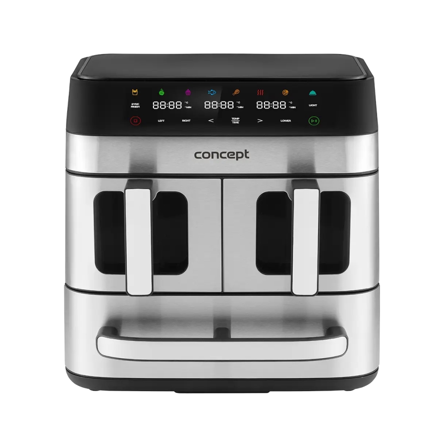 Concept FR9000 - Varmluftsfritös PIZZA TRIO 18,5 l 2700W/230V rostfritt stål/svart