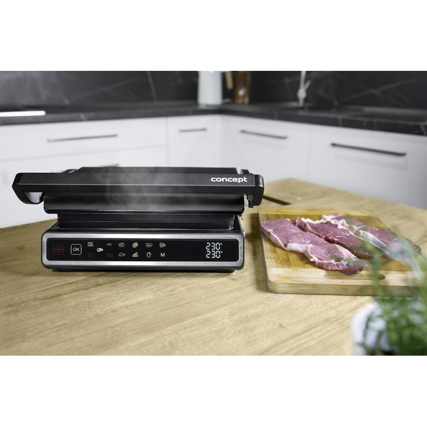 Concept ge3550 - Kontaktgrill med temperatursensor 2000W/230V svart