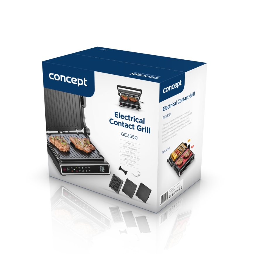 Concept ge3550 - Kontaktgrill med temperatursensor 2000W/230V svart