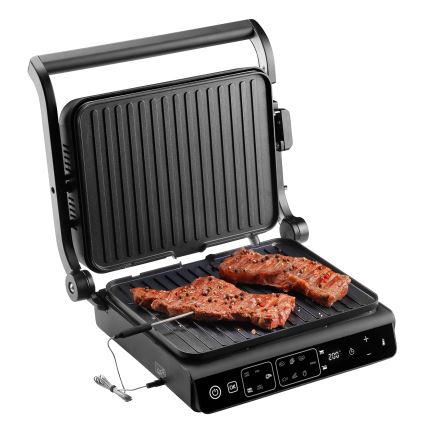 Concept ge3600 - Kontaktgrill med temperatursond GLASS 2000W/230V svart