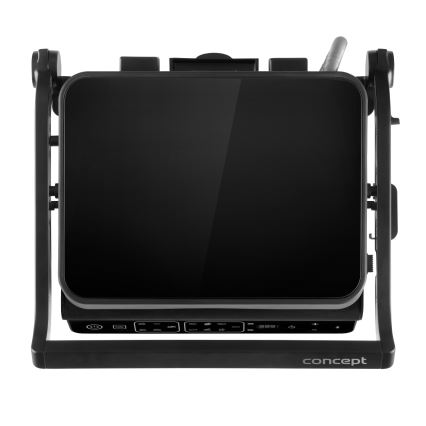 Concept ge3600 - Kontaktgrill med temperatursond GLASS 2000W/230V svart