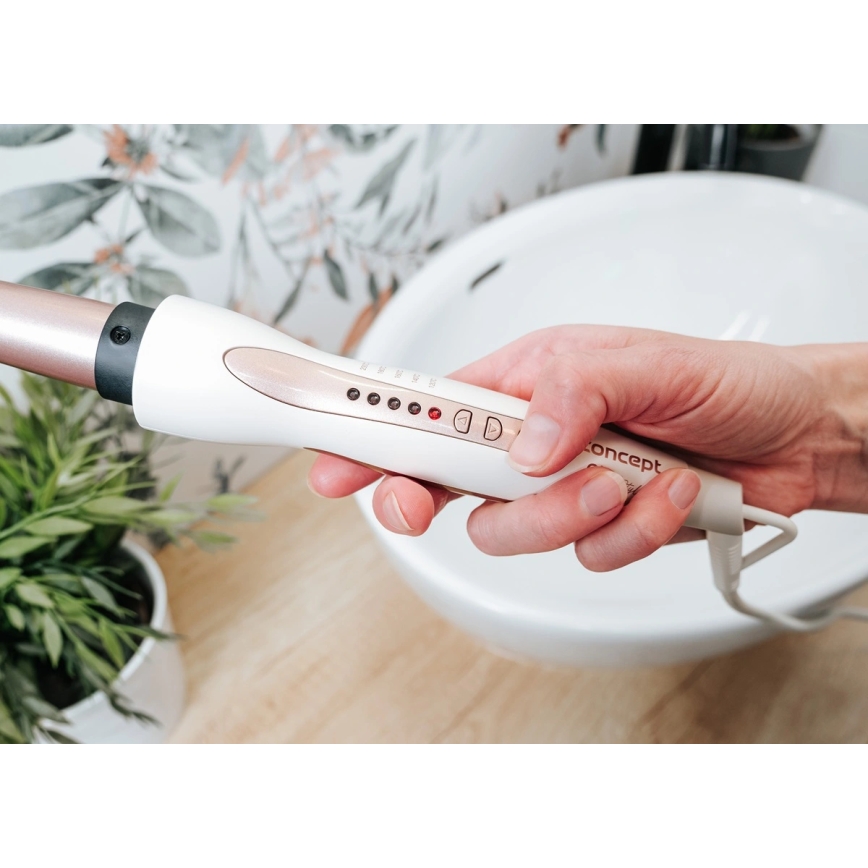 Concept KK2125 - Konisk locktång GLAM STYLE 42W/230V vit/roséguld