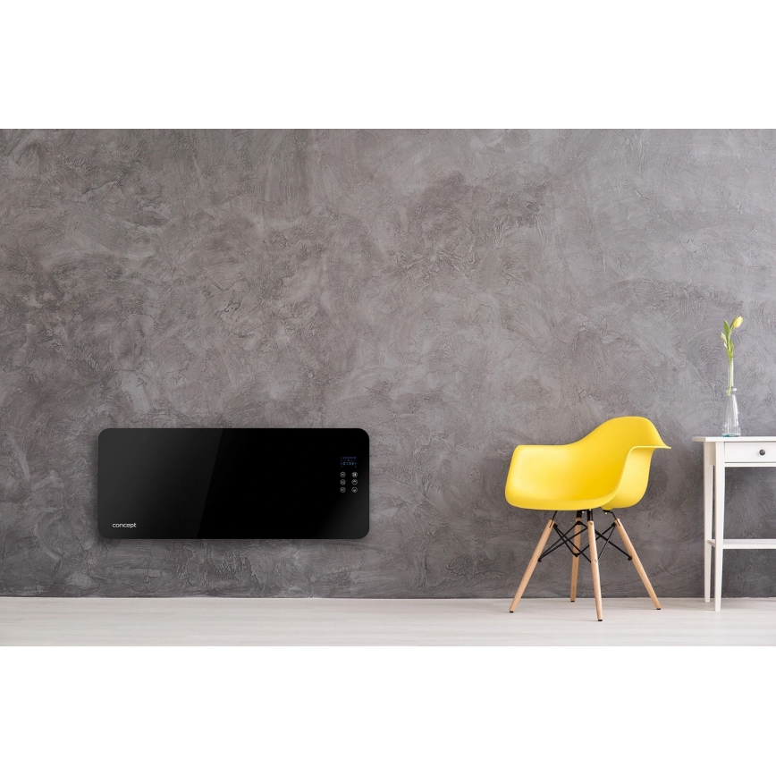 Concept KS4010 - Elektrisk direktverkande värmare/konvektor 1000/2000W IP24 svart + fjärrkontroll