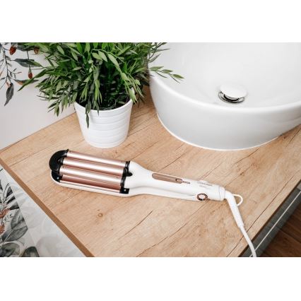 Concept KT2140 - Locktång med tre fat GLAM STYLE 100W/230V vit/roséguld