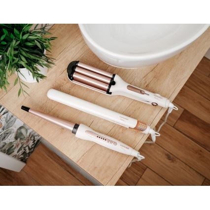 Concept KT2140 - Locktång med tre fat GLAM STYLE 100W/230V vit/roséguld