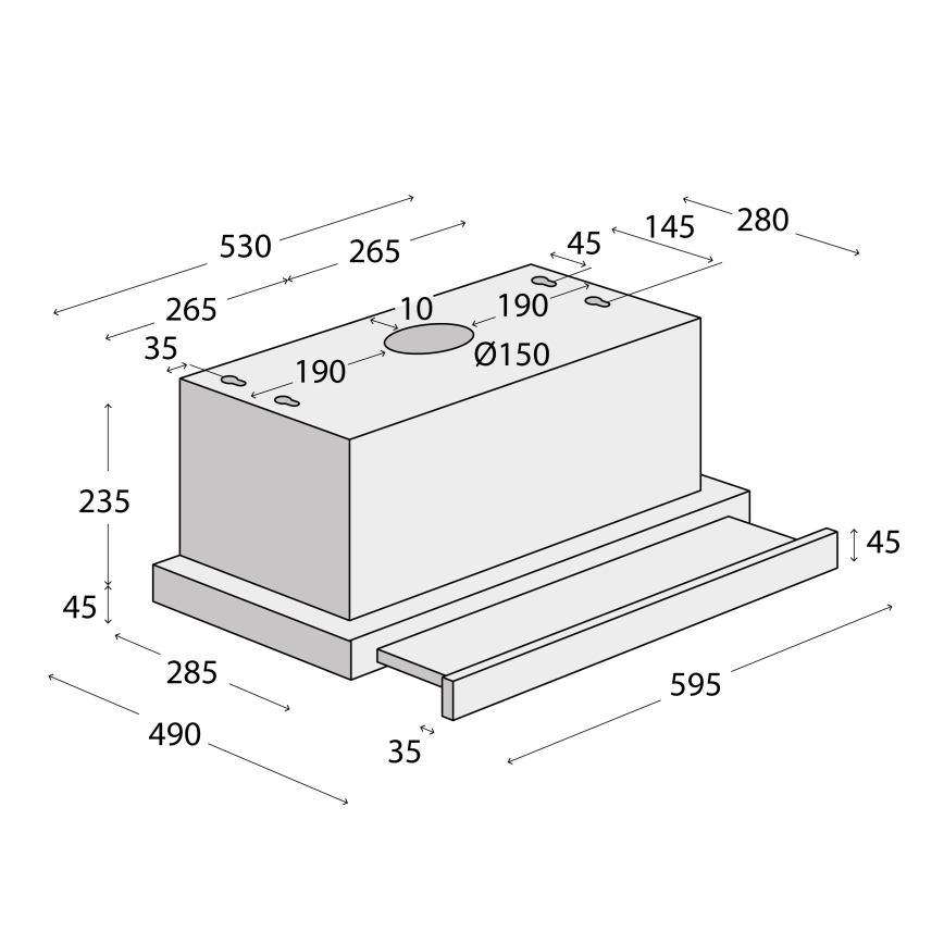 Concept OPV3860bc - Utdragbar köksfläkt 60 cm svart