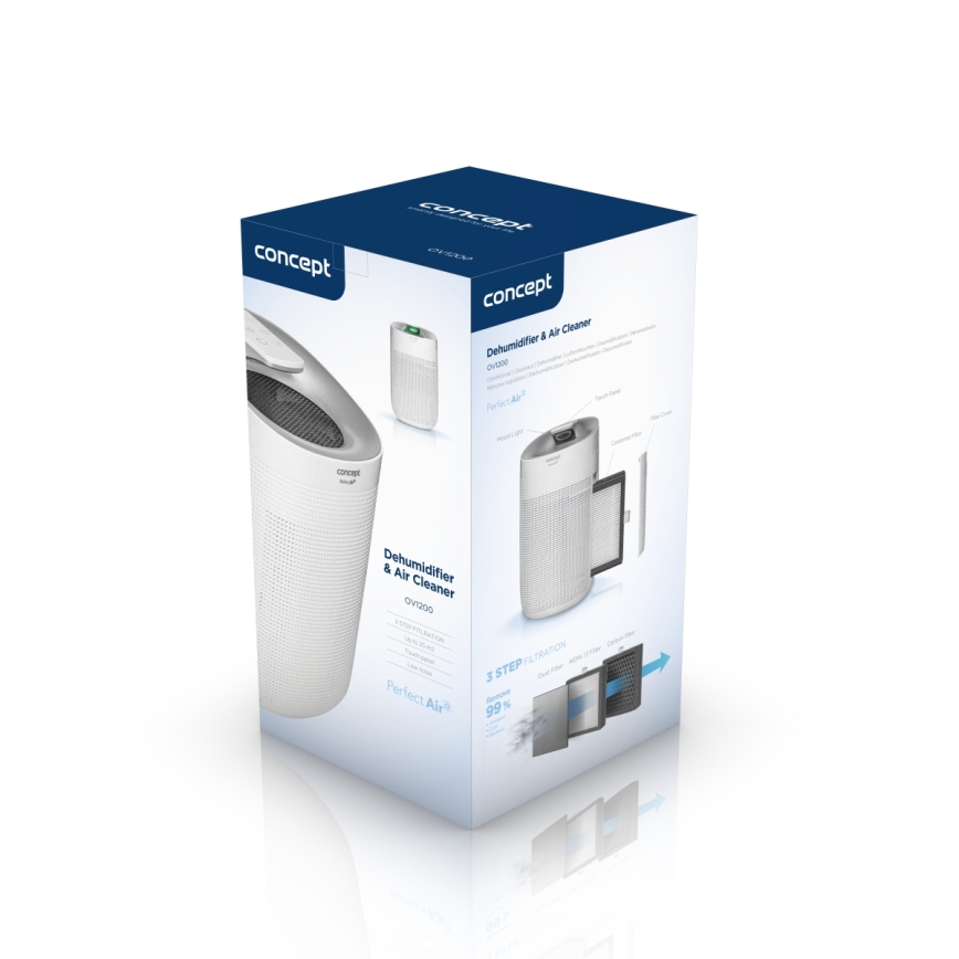 Concept OV1200 - Avfuktare och luftrenare PERFECT AIR 1 l 45W/230V vit