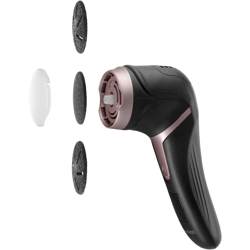 Concept PN3020 - Elektrisk fotfil för hälar PERFECT SKIN 5 V 1200 mAh IPX6 svart/roséguld