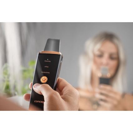 Concept PO2060 - Cosmetic ultrasonic spatula PERFECT SKIN 3,5W/5V USB 500 mAh IPX6 svart