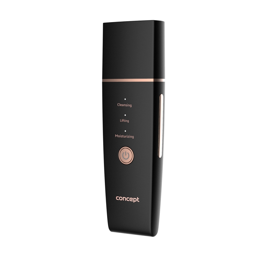 Concept PO2060 - Cosmetic ultrasonic spatula PERFECT SKIN 3,5W/5V USB 500 mAh IPX6 svart
