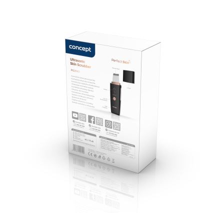 Concept PO2060 - Cosmetic ultrasonic spatula PERFECT SKIN 3,5W/5V USB 500 mAh IPX6 svart