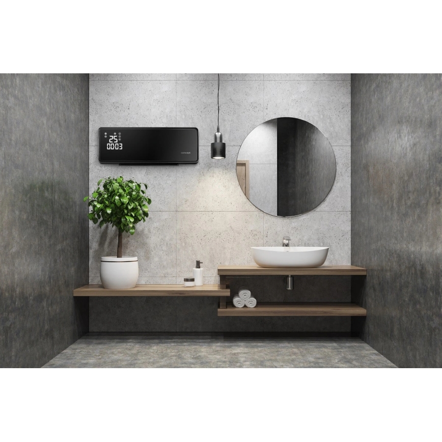 Concept QH4001 - Elektrisk värmare 1000/2000W IP22 svart + fjärrkontroll