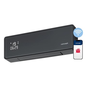 Concept QH4100 - Elektrisk värmare 1000/2000W Wi-Fi IP22 grå + fjärrkontroll