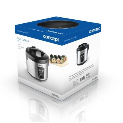 Concept RE2020 - Riskokare 2 i 1, 650 W/230 V, 1,5 l, rostfritt stål/svart