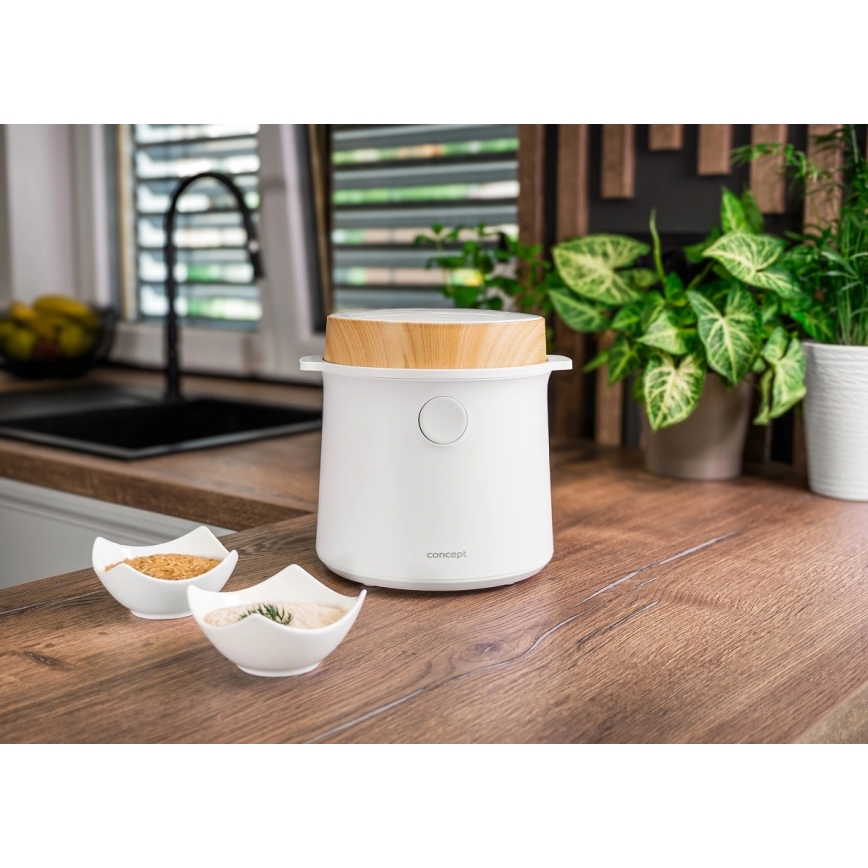 Concept RE3030 - Digital riskokare 2 i 1 380W/230V 1,5 l vit/trädekor
