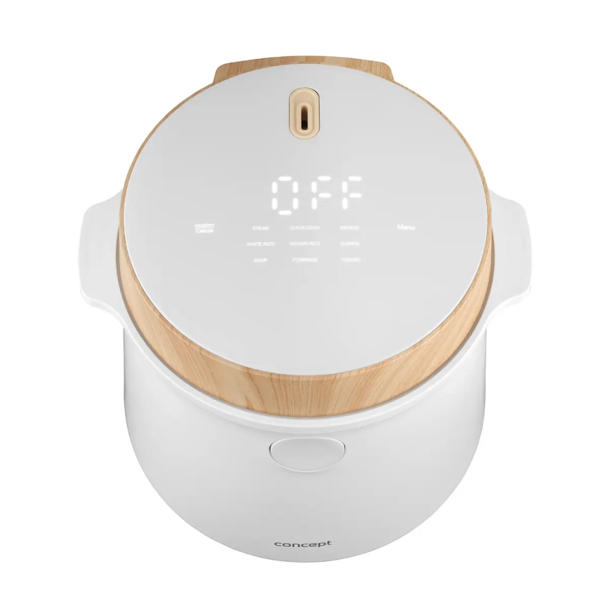 Concept RE3030 - Digital riskokare 2 i 1 380W/230V 1,5 l vit/trädekor