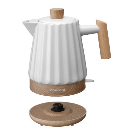Concept RK0090 - Snabbkokande vattenkokare 1,5 l 1500 W/230 V vit/trädekor/keramik