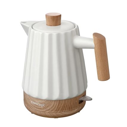Concept RK0090 - Snabbkokande vattenkokare 1,5 l 1500 W/230 V vit/trädekor/keramik