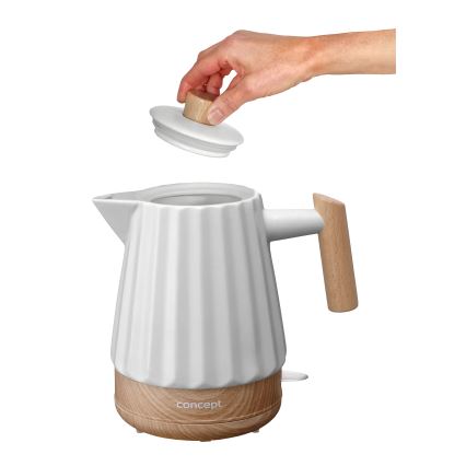 Concept RK0090 - Snabbkokande vattenkokare 1,5 l 1500 W/230 V vit/trädekor/keramik