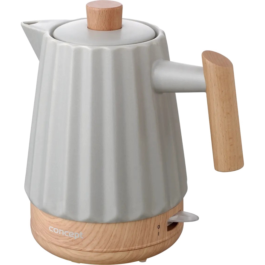 Concept RK0091 - Snabb vattenkokare 1,5 l 1500W/230V ljusgrå/trädekor/keramik