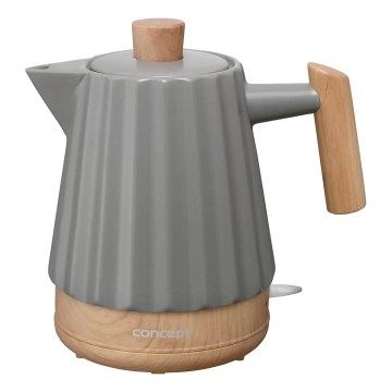 Concept RK0092 - Vattenkokare 1,5 l 1500W/230V mörkgrå/trädekor/keramik