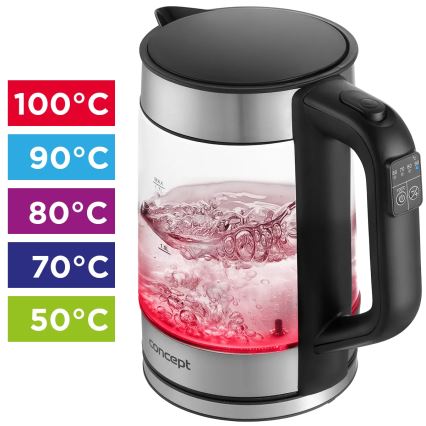 Concept RK4067 - Snabb vattenkokare med temperaturreglering, 1,7 l, 2200 W/230 V, rostfritt stål