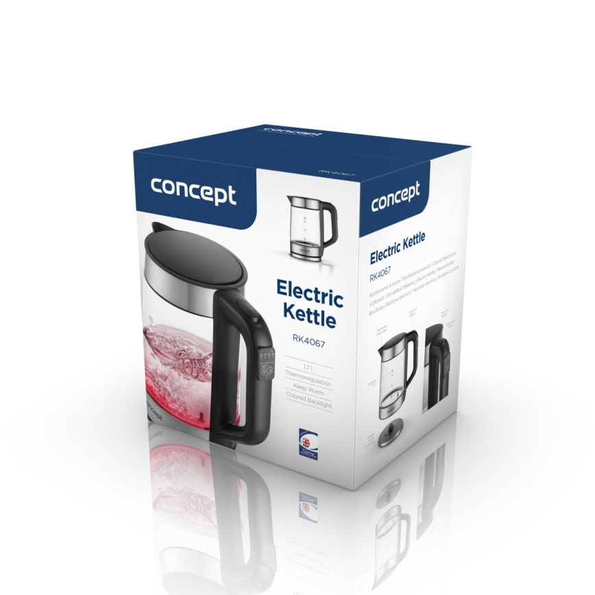 Concept RK4067 - Snabb vattenkokare med temperaturreglering, 1,7 l, 2200 W/230 V, rostfritt stål