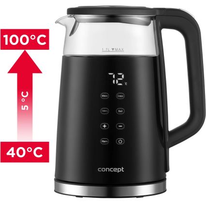 Concept RK4100 - Vattenkokare med temperaturreglering 1,7 l, 2200 W/230 V, svart