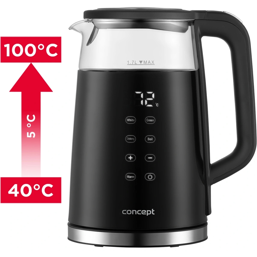 Concept RK4100 - Vattenkokare med temperaturreglering 1,7 l, 2200 W/230 V, svart
