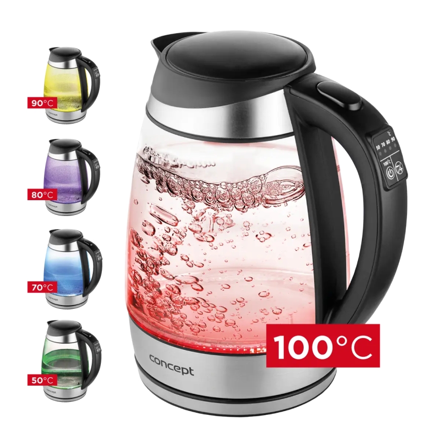 Concept RK4120 - Elektrisk vattenkokare med temperaturkontroll 1,7 l 2200W/230V rostfritt stål