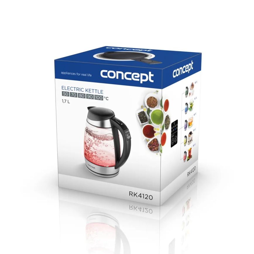 Concept RK4120 - Elektrisk vattenkokare med temperaturkontroll 1,7 l 2200W/230V rostfritt stål