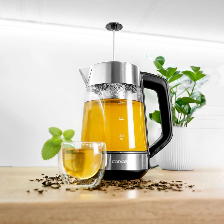 Concept RK4190 - Elektrisk vattenkokare med temperaturreglering och inbyggt filter 1,7 l 2200W/230V rostfri
