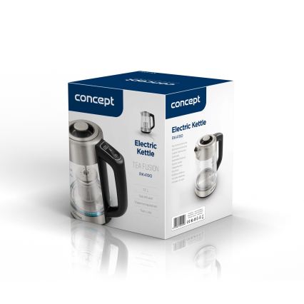 Concept RK4190 - Elektrisk vattenkokare med temperaturreglering och inbyggt filter 1,7 l 2200W/230V rostfri