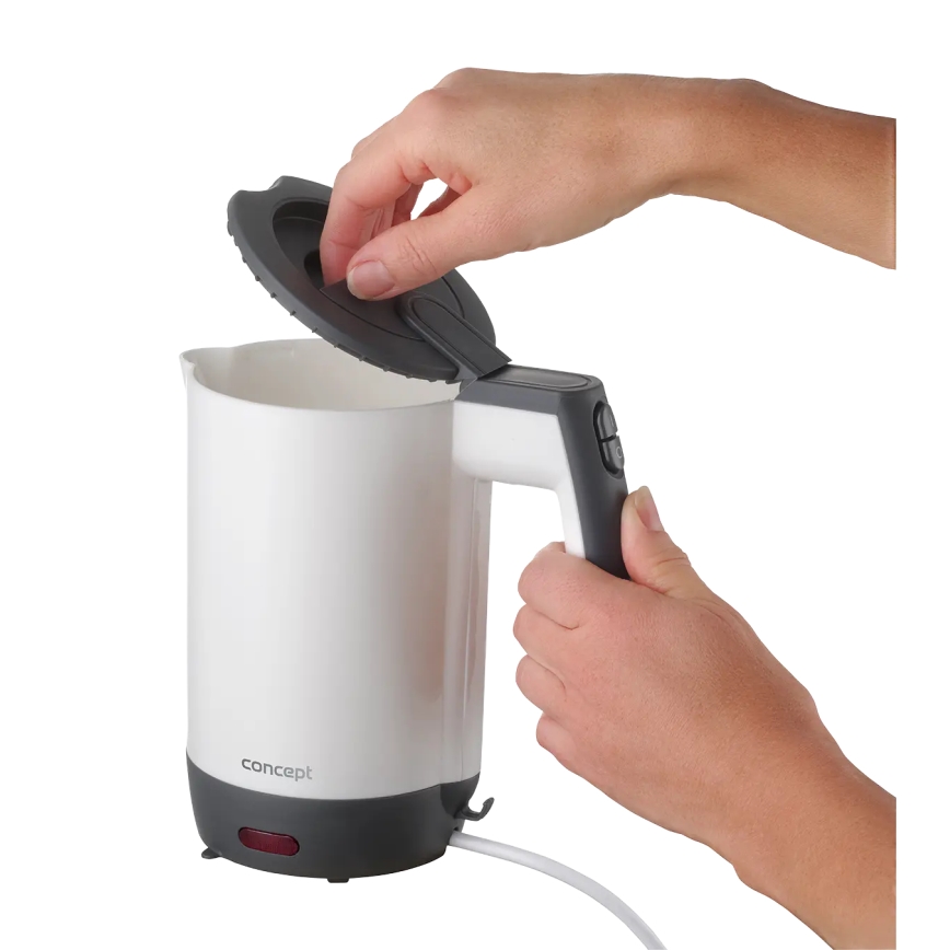 Concept RK7030 - Resevattenkokare 0,5 l 1080 W/230 V grå/vit + 2 koppar