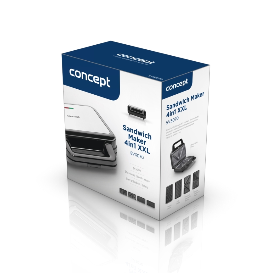 Concept SV3070 - XXL brödrost 4-i-1 900W/230V svart/rostfritt stål