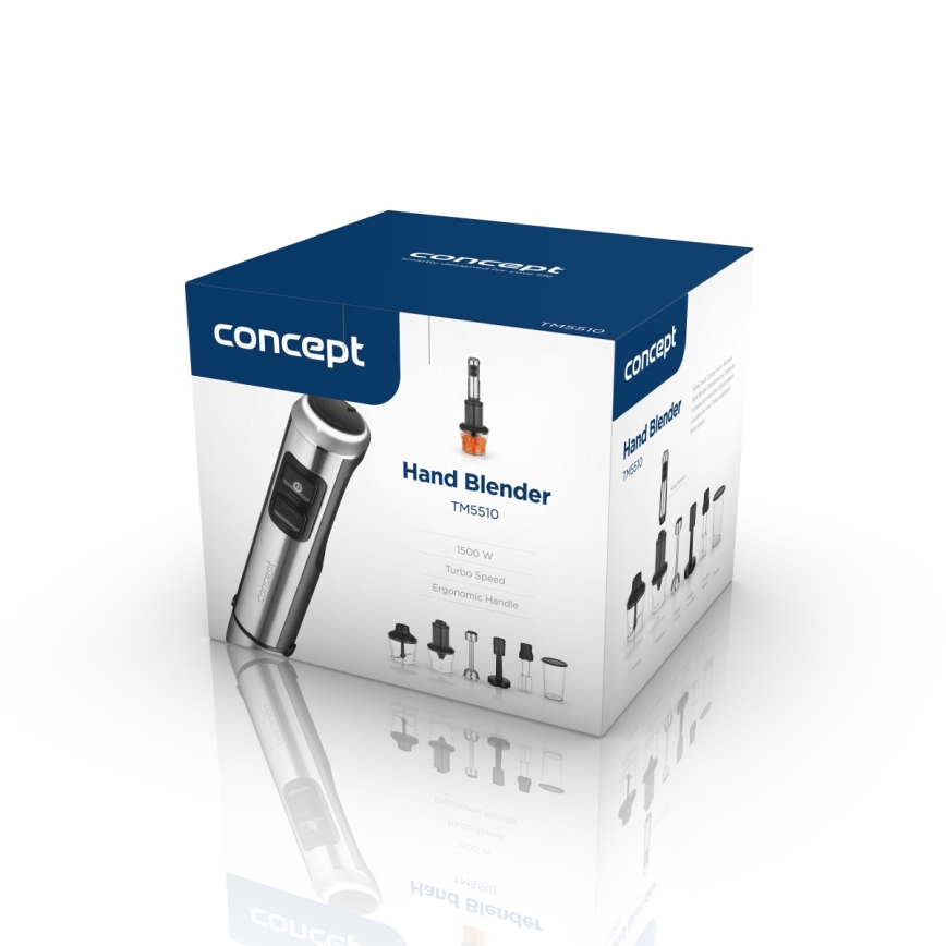 Concept TM5510 - Stavmixer med tillbehör 1500W/230V svart/rostfri