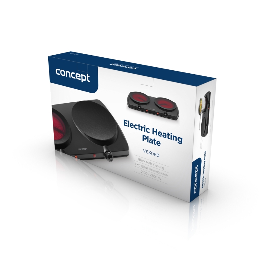 Concept VE3060 - Dubbel kokplatta 2500W/230V svart