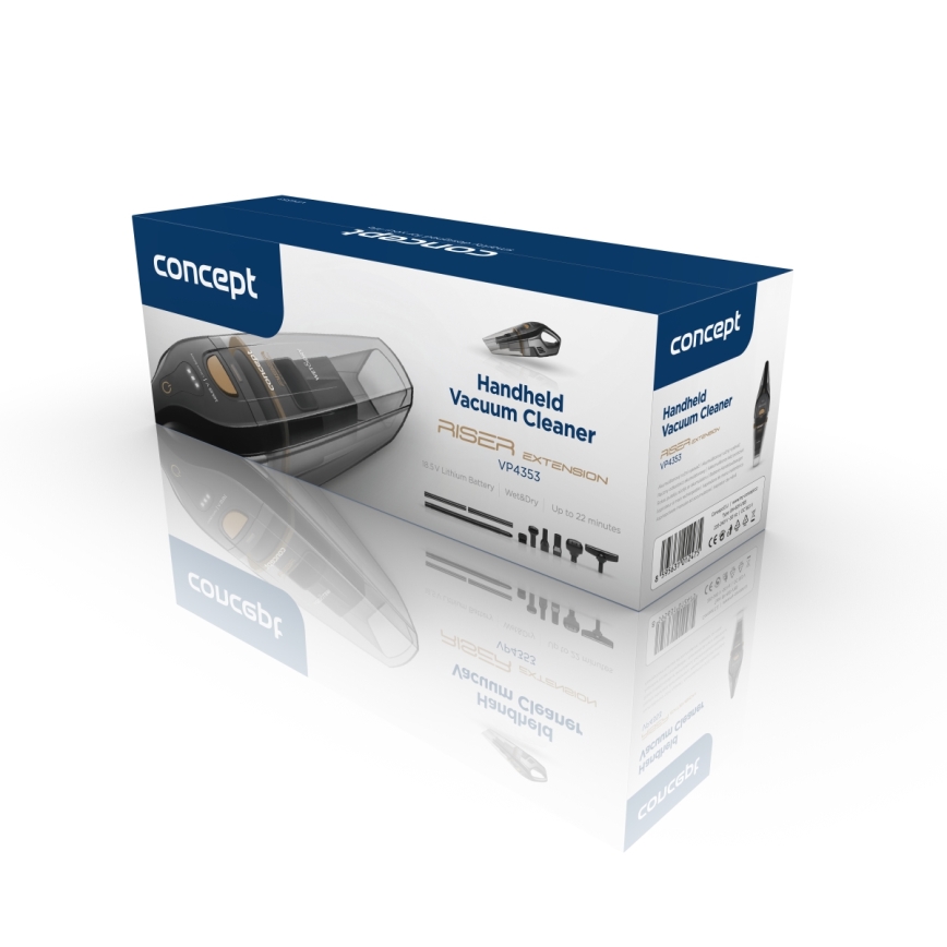Concept VP4353 - Handhållen våt- och torrdammsugare RISER-FÖRLÄNGNING 110W/18,5V 2200 mAh svart