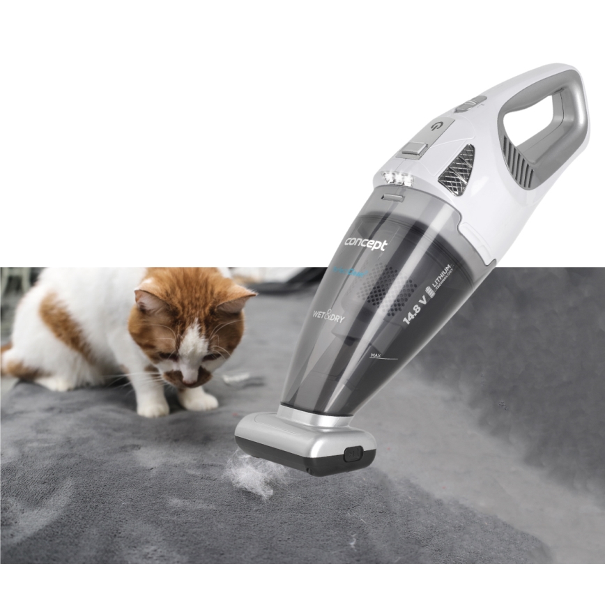 Concept VP4370 - Handhållen dammsugare WET & DRY PERFECT CLEAN 90W/14,8V 2200 mAh vit