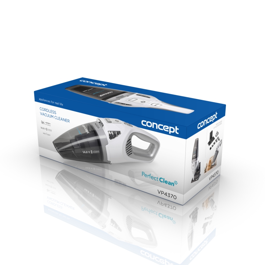 Concept VP4370 - Handhållen dammsugare WET & DRY PERFECT CLEAN 90W/14,8V 2200 mAh vit