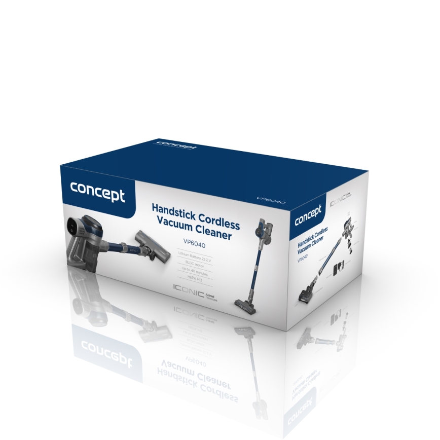 Concept VP6040 - Stick handdammsugare 2i1 ICONIC ANIMAL TELESCOPE 200W/22,2V 2200 mAh blå